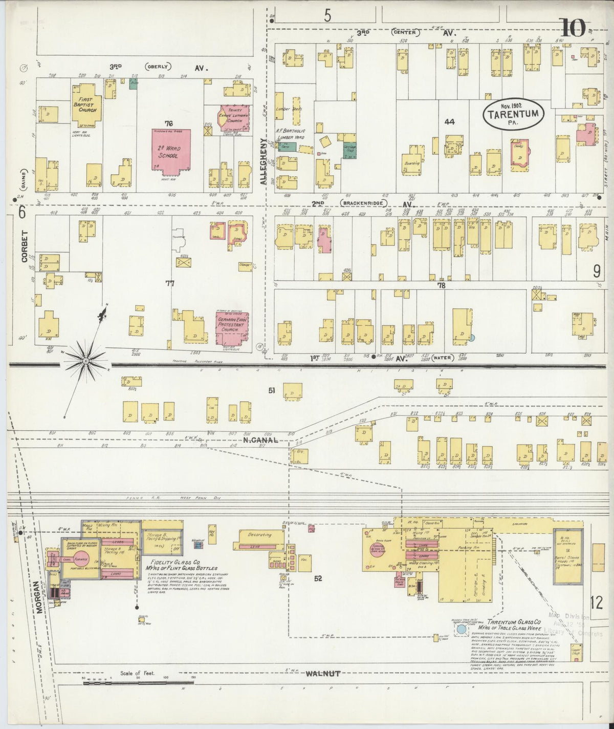 Sanborn Fire Insurance Map from Tarentum, Allegheny County, Pennsylvania (1902), Sheet #0010 - Historic Sanborn Fire Insurance Map Print, vintage old map wall art, antique decor, genealogy gift, Pennsylvania Pennsylvania map