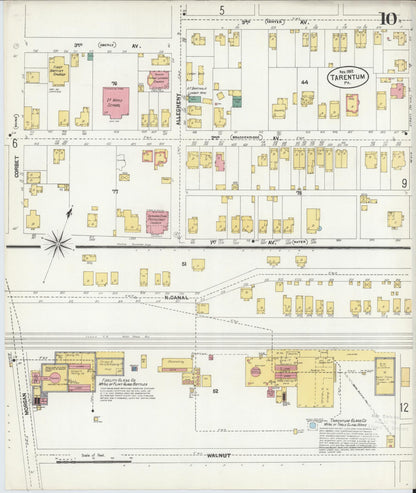 Sanborn Fire Insurance Map from Tarentum, Allegheny County, Pennsylvania (1902), Sheet #0010 - Historic Sanborn Fire Insurance Map Print, vintage old map wall art, antique decor, genealogy gift, Pennsylvania Pennsylvania map