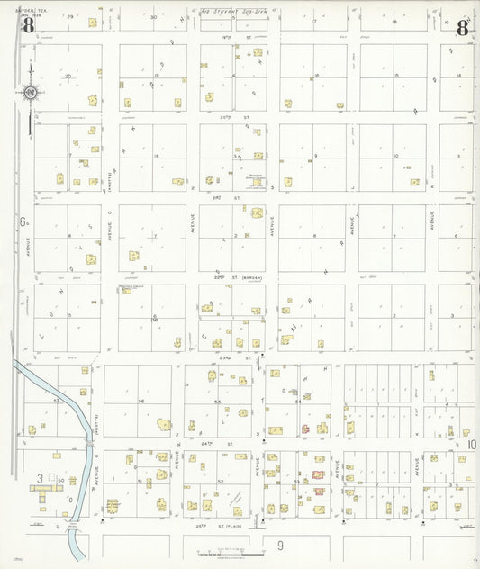 Sanborn Fire Insurance Map from Snyder, Scurry County, Texas (1936), Sheet #0008 - Historic Sanborn Fire Insurance Map Print, vintage old map wall art, antique decor, genealogy gift, Texas Texas map