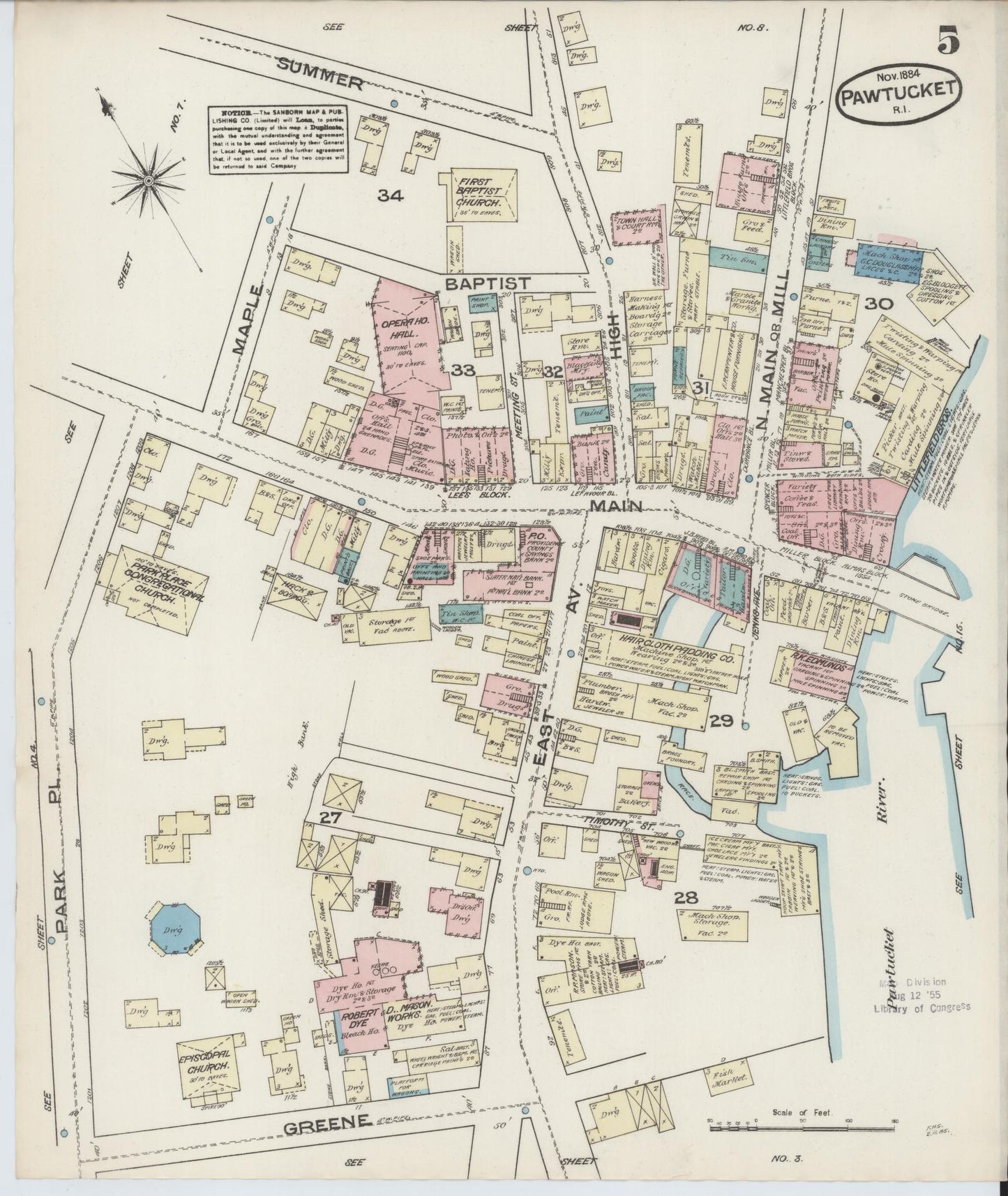 Sanborn Fire Insurance Map from Pawtucket, Providence County, Rhode Island (1884), Sheet #0005 - Complete Map Set gallery image, historic Sanborn map, vintage wall art, Rhode Island Rhode Island