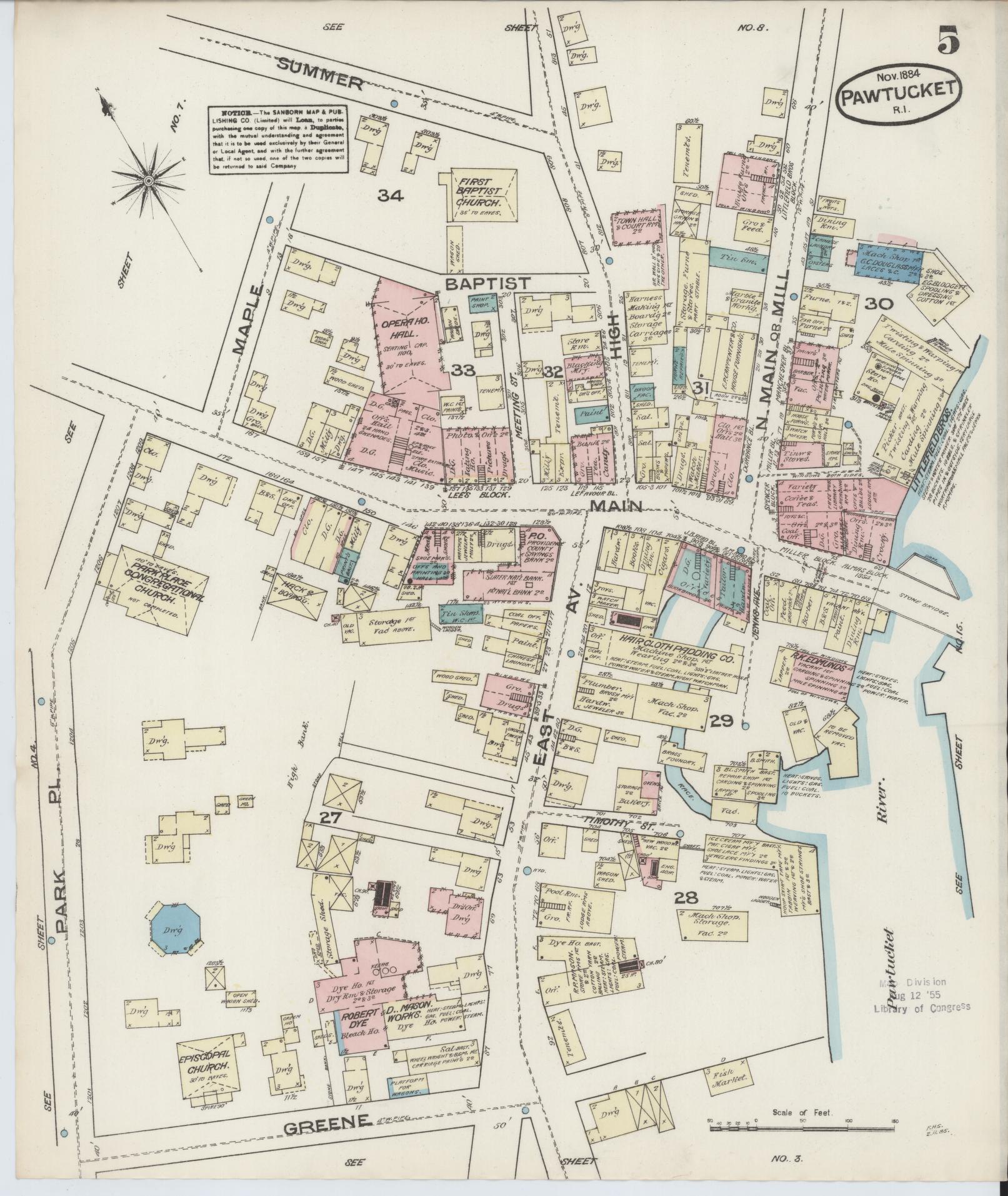 Sanborn Fire Insurance Map from Pawtucket, Providence County, Rhode Island (1884), Sheet #0005 - Complete Map Set gallery image, historic Sanborn map, vintage wall art, Rhode Island Rhode Island