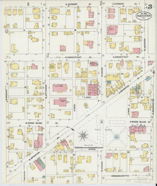 Sanborn Fire Insurance Map from Rochester, Beaver County, Pennsylvania (1903), Sheet #0003 - Historic Sanborn Fire Insurance Map Print, vintage old map wall art, antique decor, genealogy gift, Pennsylvania Pennsylvania map