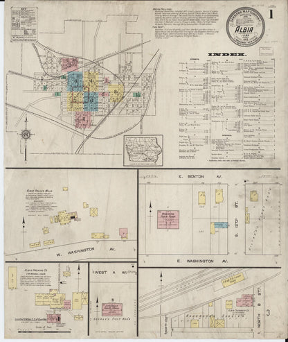 Sanborn Fire Insurance Map from Albia, Monroe County, Iowa (1913), Sheet #0001 - Historic Sanborn Fire Insurance Map Print
