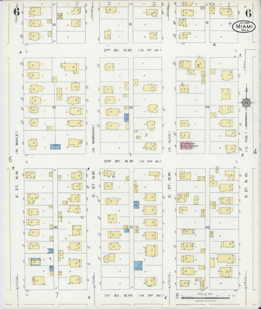 Sanborn Fire Insurance Map from Miami, Ottawa County, Oklahoma (1924), Sheet #0006 - Historic Sanborn Fire Insurance Map Print, vintage old map wall art, antique decor, genealogy gift, Oklahoma Oklahoma map