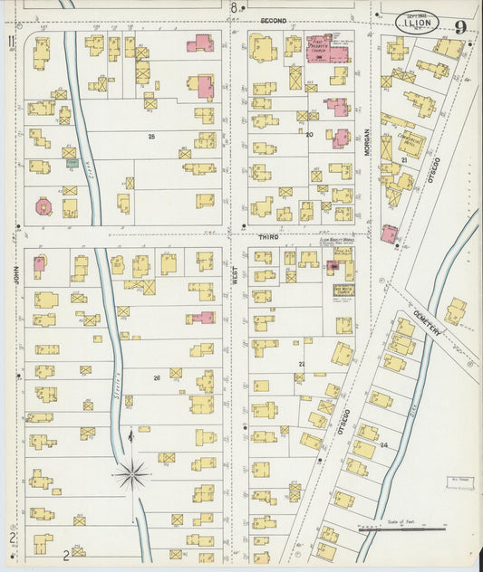 Sanborn Fire Insurance Map from Ilion, Herkimer County, New York (1902), Sheet #0009 - Historic Sanborn Fire Insurance Map Print, vintage old map wall art, antique decor, genealogy gift, New York New York map