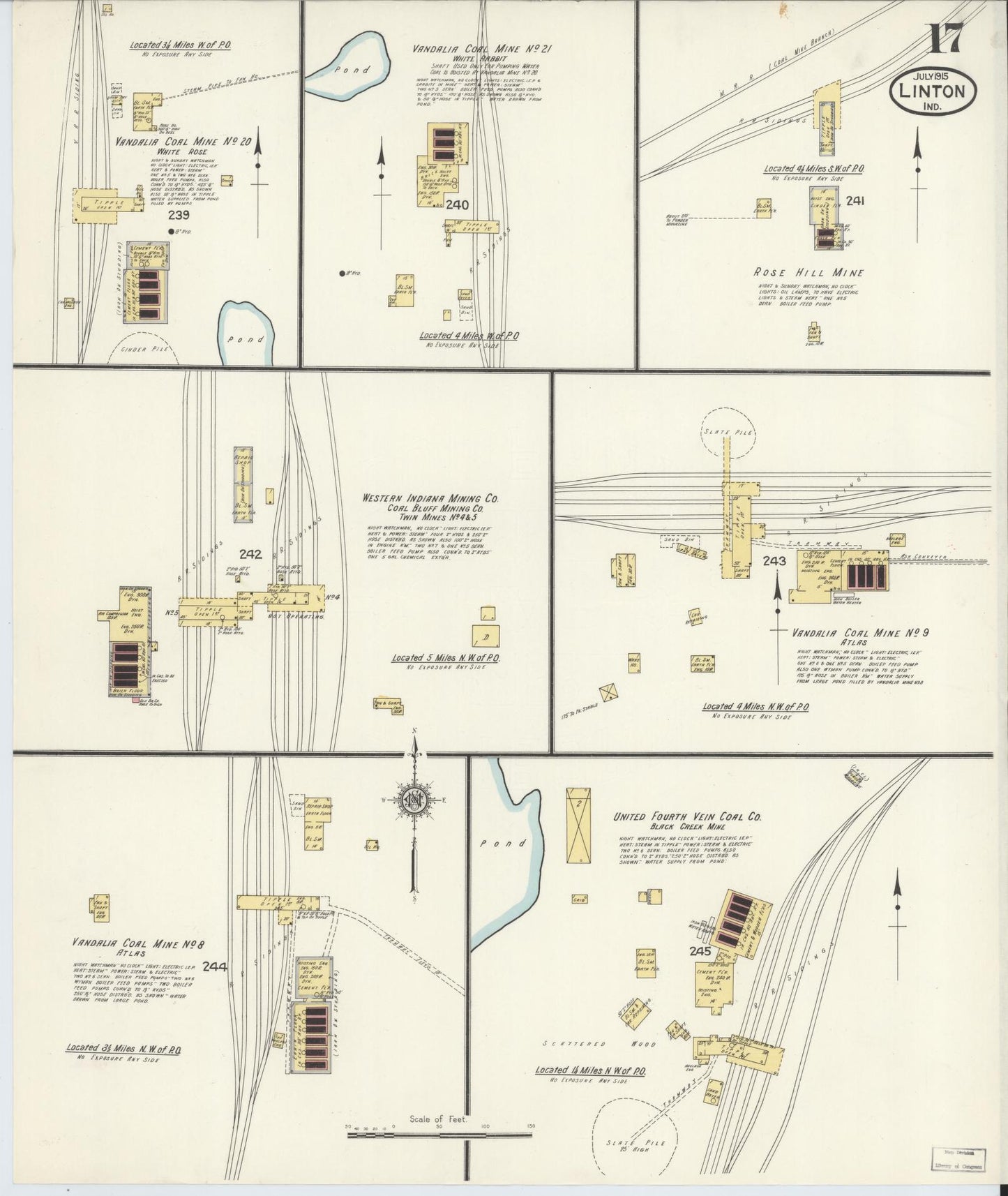 Sanborn Fire Insurance Map from Linton, Greene County, Indiana (1915), Sheet #0017 - Complete Map Set gallery image, historic Sanborn map, vintage wall art, Indiana Indiana