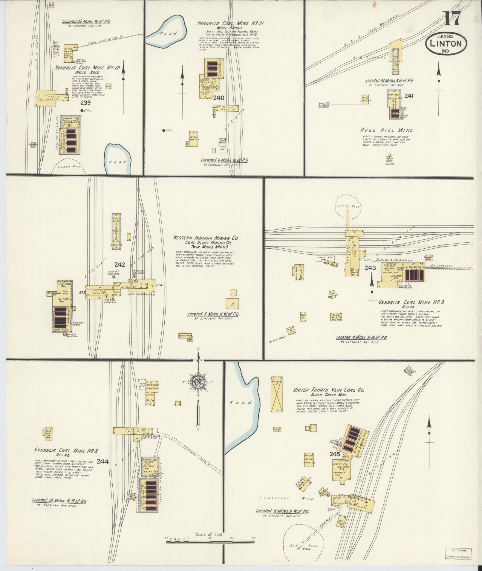 Sanborn Fire Insurance Map from Linton, Greene County, Indiana (1915), Sheet #0017 - Complete Map Set gallery image, historic Sanborn map, vintage wall art, Indiana Indiana
