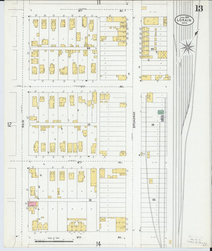Sanborn Fire Insurance Map from Lorain, Lorain County, Ohio (1905), Sheet #0013 - Historic Sanborn Fire Insurance Map Print, vintage old map wall art, antique decor, genealogy gift, Ohio Ohio map