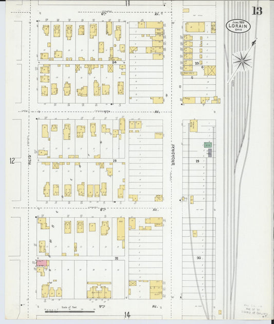 Sanborn Fire Insurance Map from Lorain, Lorain County, Ohio (1905), Sheet #0013 - Historic Sanborn Fire Insurance Map Print, vintage old map wall art, antique decor, genealogy gift, Ohio Ohio map
