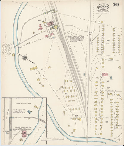 Sanborn Fire Insurance Map from Sheridan, Sheridan County, Wyoming (1912), Sheet #0030 - Complete Map Set gallery image, historic Sanborn map, vintage wall art, Wyoming Wyoming