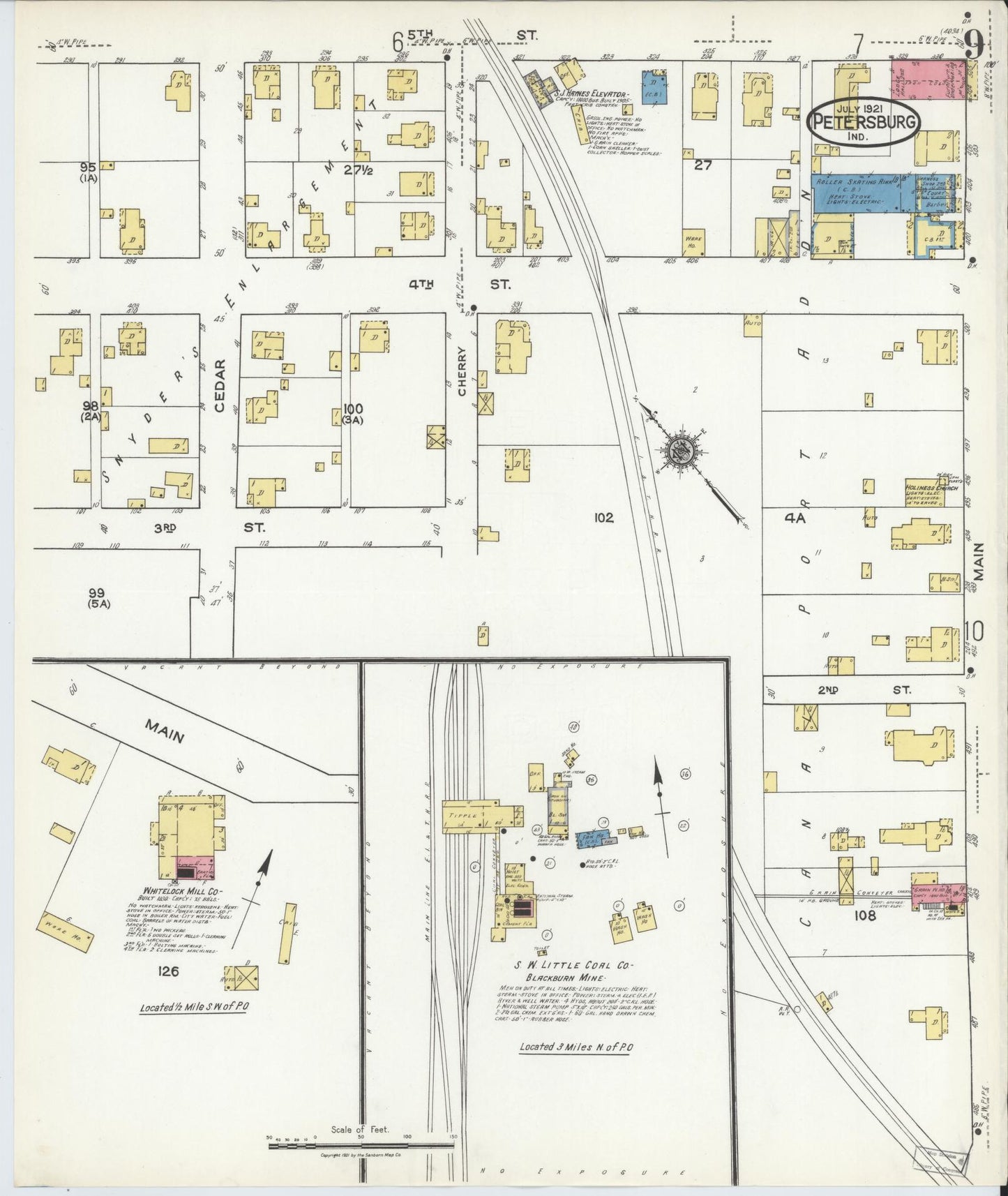 Sanborn Fire Insurance Map from Petersburg, Pike County, Indiana (1921), Sheet #0009 - Complete Map Set gallery image, historic Sanborn map, vintage wall art, Indiana Indiana