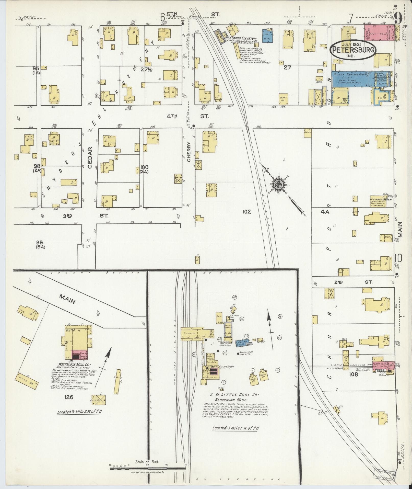 Sanborn Fire Insurance Map from Petersburg, Pike County, Indiana (1921), Sheet #0009 - Complete Map Set gallery image, historic Sanborn map, vintage wall art, Indiana Indiana