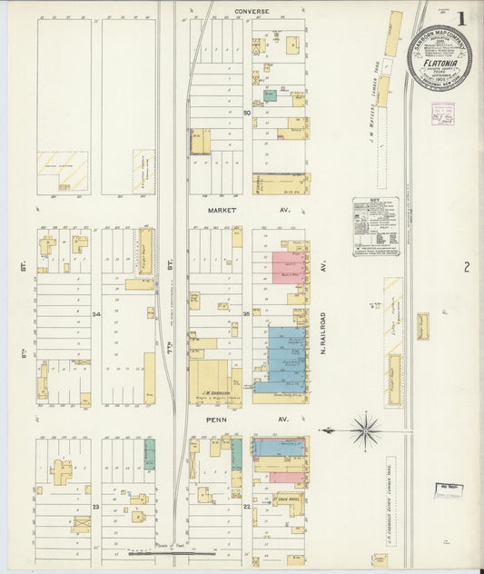 Sanborn Fire Insurance Map from Flatonia, Fayette County, Texas (1906), Sheet #0001 - Historic Sanborn Fire Insurance Map Print, vintage old map wall art, antique decor, genealogy gift, Texas Texas map