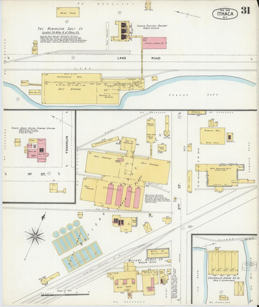 Sanborn Fire Insurance Map from Ithaca, Tompkins County, New York (1904), Sheet #0031 - Historic Sanborn Fire Insurance Map Print, vintage old map wall art, antique decor, genealogy gift, New York New York map
