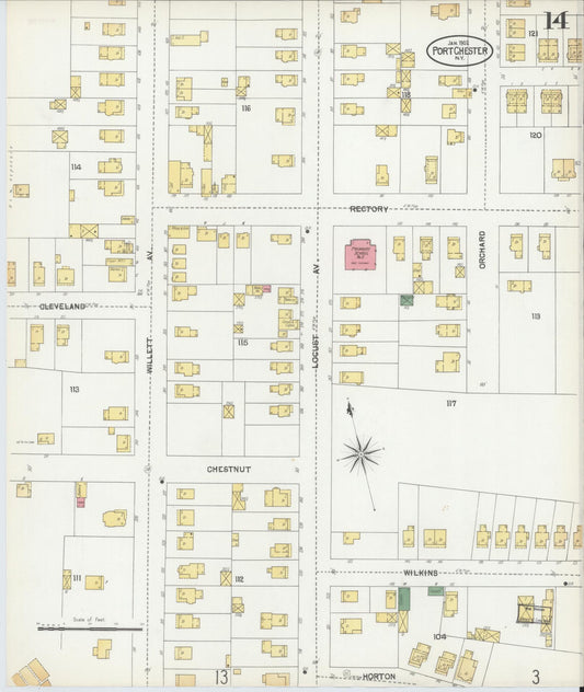 Sanborn Fire Insurance Map from Port Chester, Westchester County, New York (1902), Sheet #0014 - Historic Sanborn Fire Insurance Map Print, vintage old map wall art, antique decor, genealogy gift, New York New York map