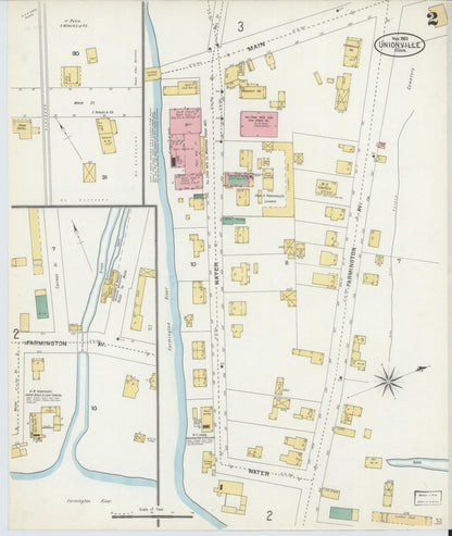 Sanborn Fire Insurance Map from Unionville, Hartford County, Connecticut (1903), Sheet #0002 - Complete Map Set gallery image, historic Sanborn map, vintage wall art, Connecticut Connecticut