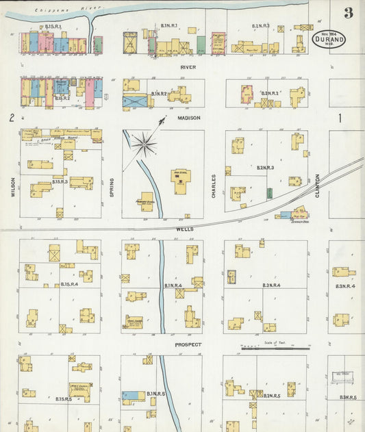 Sanborn Fire Insurance Map from Durand, Pepin County, Wisconsin (1904), Sheet #0003 - Historic Sanborn Fire Insurance Map Print, vintage old map wall art, antique decor, genealogy gift, Wisconsin Wisconsin map