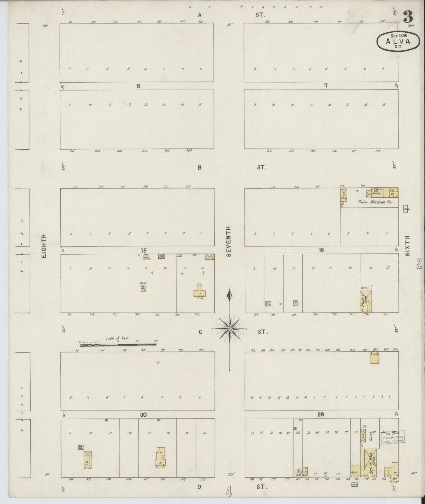 Sanborn Fire Insurance Map from Alva, Woods County, Oklahoma (1895), Sheet #0003 - Complete Map Set gallery image, historic Sanborn map, vintage wall art, Oklahoma Oklahoma