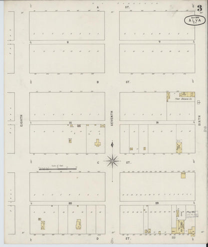 Sanborn Fire Insurance Map from Alva, Woods County, Oklahoma (1895), Sheet #0003 - Complete Map Set gallery image, historic Sanborn map, vintage wall art, Oklahoma Oklahoma