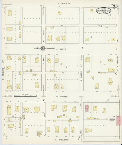 Sanborn Fire Insurance Map from Weatherford, Custer County, Oklahoma (1913), Sheet #0002 - Complete Map Set gallery image, historic Sanborn map, vintage wall art, Oklahoma Oklahoma