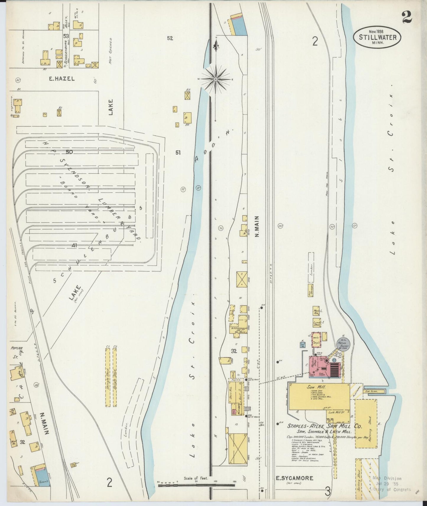 Sanborn Fire Insurance Map from Stillwater, Washington County, Minnesota (1898), Sheet #0002 - Complete Map Set gallery image, historic Sanborn map, vintage wall art, Minnesota Minnesota