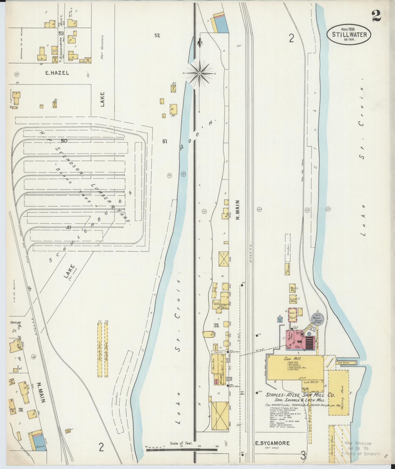 Sanborn Fire Insurance Map from Stillwater, Washington County, Minnesota (1898), Sheet #0002 - Complete Map Set gallery image, historic Sanborn map, vintage wall art, Minnesota Minnesota