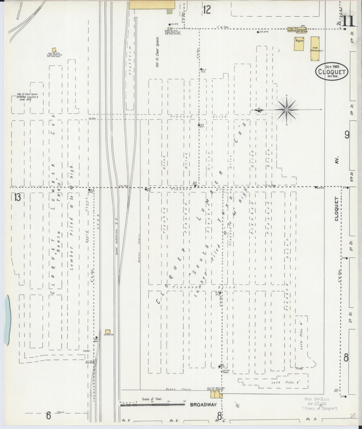Sanborn Fire Insurance Map from Cloquet, Carlton County, Minnesota (1905), Sheet #0011 - Complete Map Set gallery image, historic Sanborn map, vintage wall art, Minnesota Minnesota