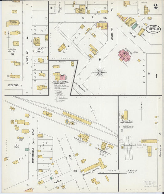 Sanborn Fire Insurance Map from Buffalo, Wright County, Minnesota (1900), Sheet #0002 - Historic Sanborn Fire Insurance Map Print, vintage old map wall art, antique decor, genealogy gift, Minnesota Minnesota map