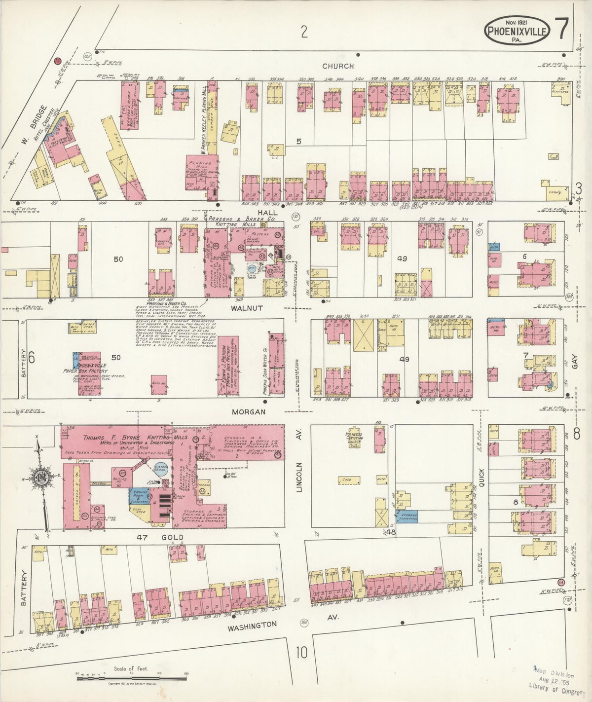 Sanborn Fire Insurance Map from Phoenixville, Chester County, Pennsylvania (1921), Sheet #0007 - Complete Map Set gallery image, historic Sanborn map, vintage wall art, Pennsylvania Pennsylvania