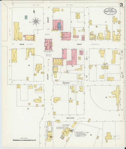 Sanborn Fire Insurance Map from Scottsville, Allen County, Kentucky (1903), Sheet #0003 - Complete Map Set gallery image, historic Sanborn map, vintage wall art, Kentucky Kentucky