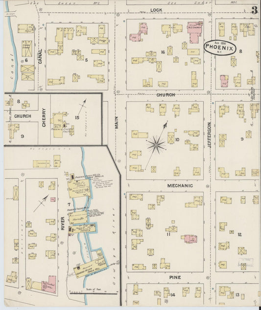 Sanborn Fire Insurance Map from Phoenix, Oswego County, New York (1890), Sheet #0003 - Historic Sanborn Fire Insurance Map Print, vintage old map wall art, antique decor, genealogy gift, New York New York map