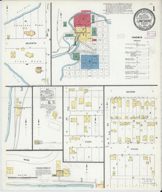 Sanborn Fire Insurance Map from Lanesboro, Fillmore County, Minnesota (1909), Sheet #0001 - Complete Map Set gallery image, historic Sanborn map, vintage wall art, Minnesota Minnesota