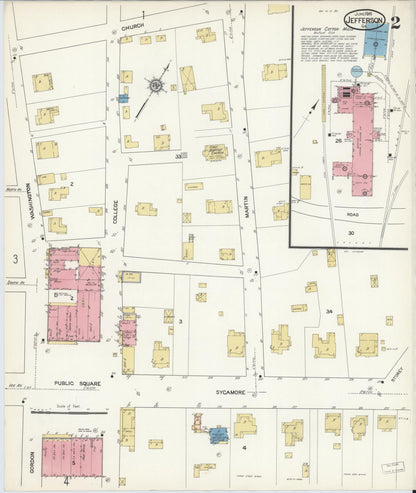 Sanborn Fire Insurance Map from Jefferson, Jackson County, Georgia (1916), Sheet #0002 - Complete Map Set gallery image, historic Sanborn map, vintage wall art, Georgia Georgia