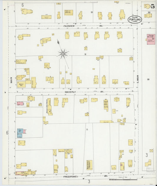 Sanborn Fire Insurance Map from Portland, Middlesex County, Connecticut (1901), Sheet #0005 - Historic Sanborn Fire Insurance Map Print, vintage old map wall art, antique decor, genealogy gift, Connecticut Connecticut map
