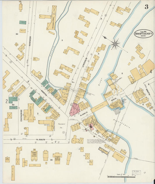 Sanborn Fire Insurance Map from Dover, Piscataguis County, Maine (1906), Sheet #0003 - Historic Sanborn Fire Insurance Map Print, vintage old map wall art, antique decor, genealogy gift, Maine Maine map