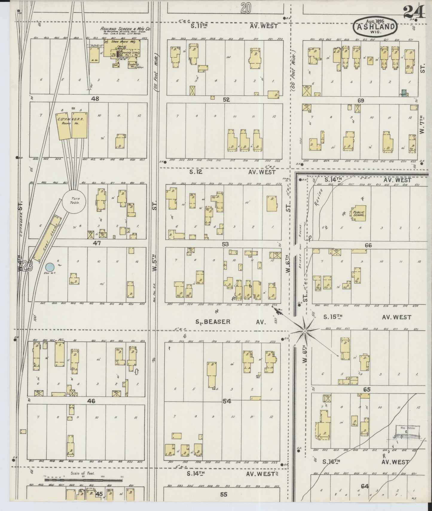 Sanborn Fire Insurance Map from Ashland, Ashland County, Wisconsin (1895), Sheet #0024 - Complete Map Set gallery image, historic Sanborn map, vintage wall art, Wisconsin Wisconsin