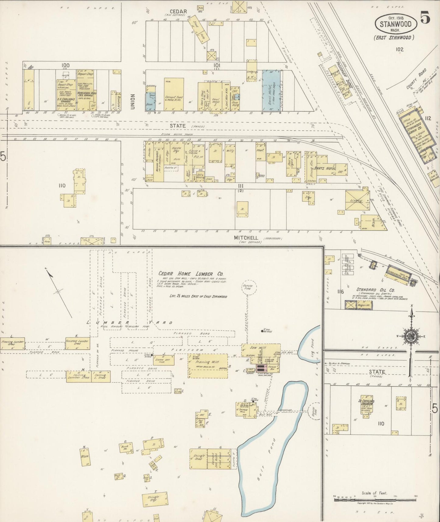 Sanborn Fire Insurance Map from Stanwood, Snohomish County, Washington (1918), Sheet #0005 - Complete Map Set gallery image, historic Sanborn map, vintage wall art, Washington Washington
