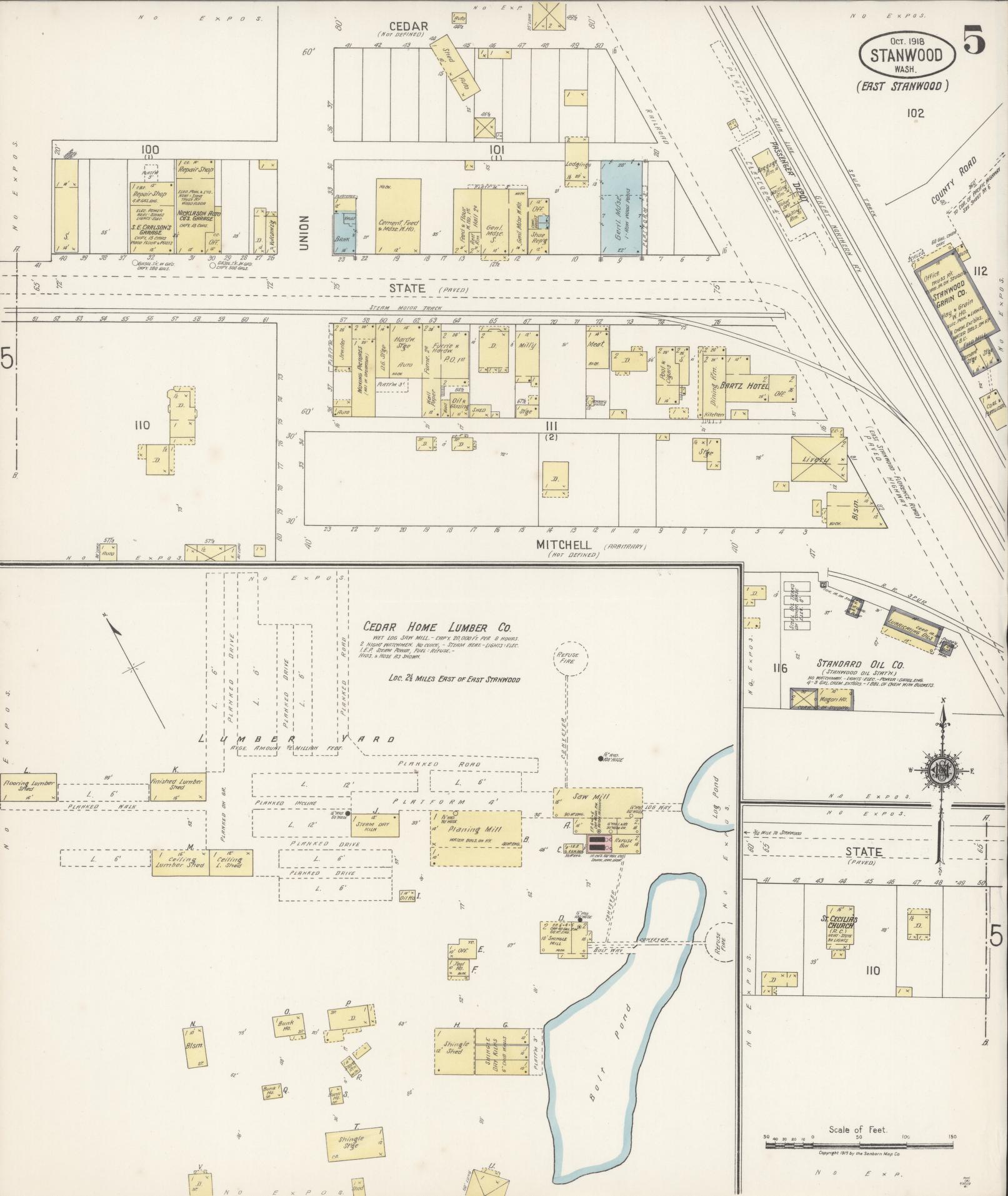 Sanborn Fire Insurance Map from Stanwood, Snohomish County, Washington (1918), Sheet #0005 - Complete Map Set gallery image, historic Sanborn map, vintage wall art, Washington Washington