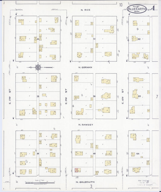 Sanborn Fire Insurance Map from Blue Earth, Faribault County, Minnesota (1917), Sheet #0004 - Historic Sanborn Fire Insurance Map Print, vintage old map wall art, antique decor, genealogy gift, Minnesota Minnesota map