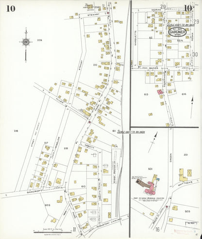 Sanborn Fire Insurance Map from Gardner, Worcester County, Massachusetts (1923), Sheet #0010 - Historic Sanborn Fire Insurance Map Print, vintage old map wall art, antique decor, genealogy gift, Massachusetts Massachusetts map