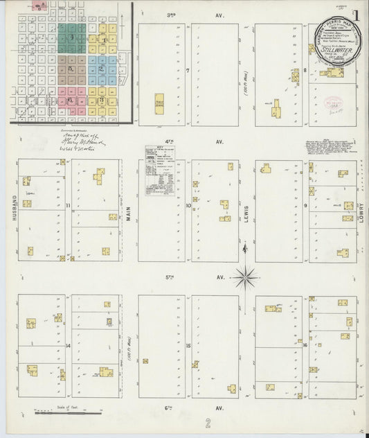 Sanborn Fire Insurance Map from Stillwater, Payne County, Oklahoma (1895), Sheet #0001 - Complete Map Set gallery image, historic Sanborn map, vintage wall art, Oklahoma Oklahoma