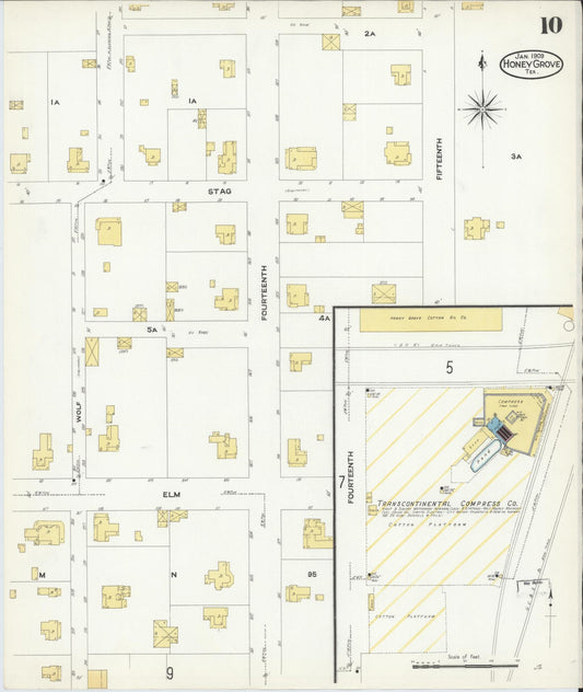 Sanborn Fire Insurance Map from Honey Grove, Fannin County, Texas (1909), Sheet #0010 - Historic Sanborn Fire Insurance Map Print, vintage old map wall art, antique decor, genealogy gift, Texas Texas map