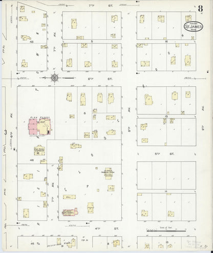 Sanborn Fire Insurance Map from Saint James, Watonwan County, Minnesota (1914), Sheet #0008 - Complete Map Set gallery image, historic Sanborn map, vintage wall art, Minnesota Minnesota