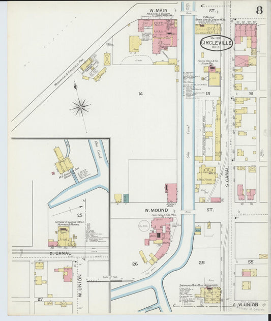 Sanborn Fire Insurance Map from Circleville, Pickaway County, Ohio (1893), Sheet #0008 - Historic Sanborn Fire Insurance Map Print, vintage old map wall art, antique decor, genealogy gift, Ohio Ohio map