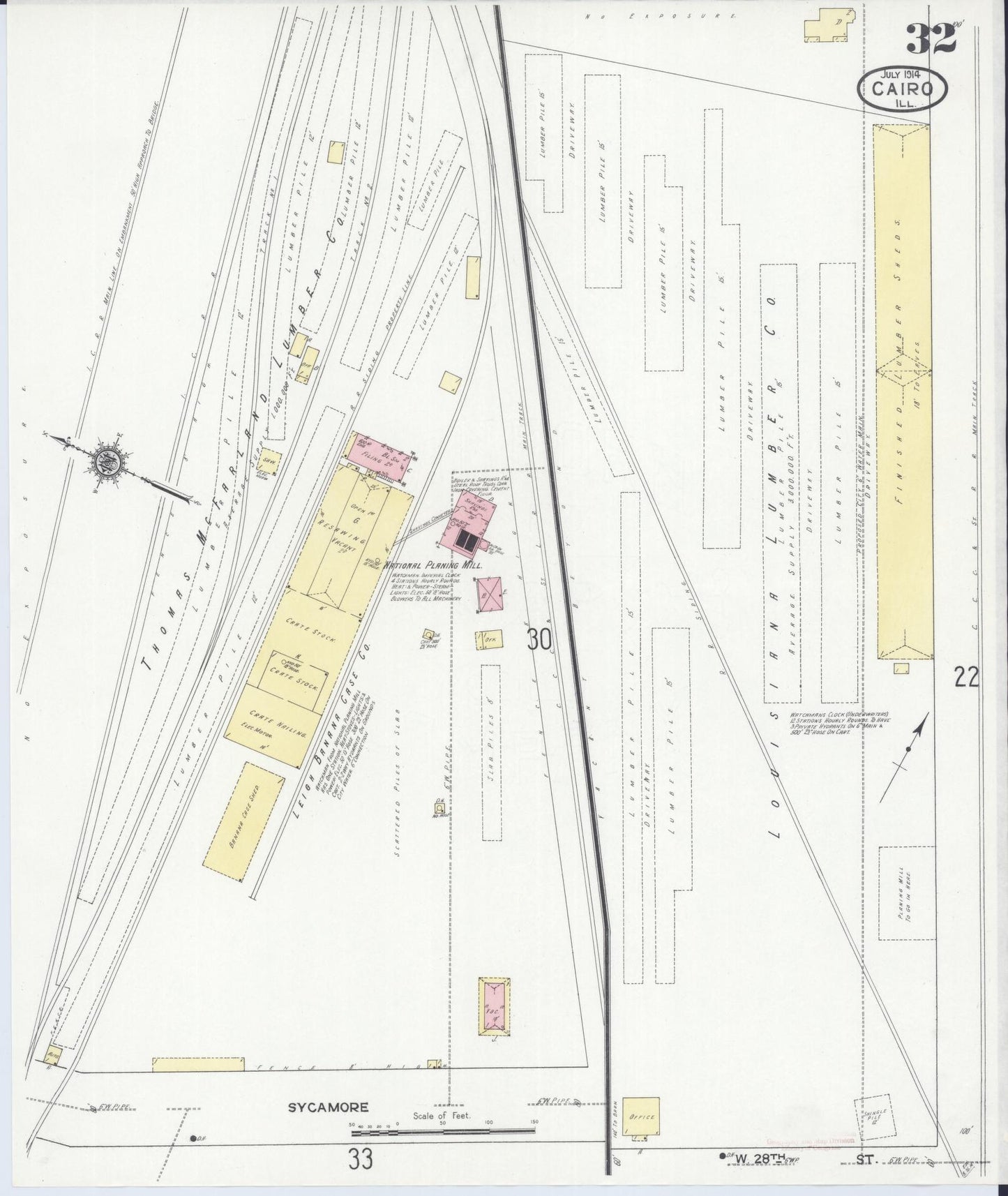 Sanborn Fire Insurance Map from Cairo, Alexander County, Illinois (1914), Sheet #0032 - Complete Map Set gallery image, historic Sanborn map, vintage wall art, Illinois Illinois