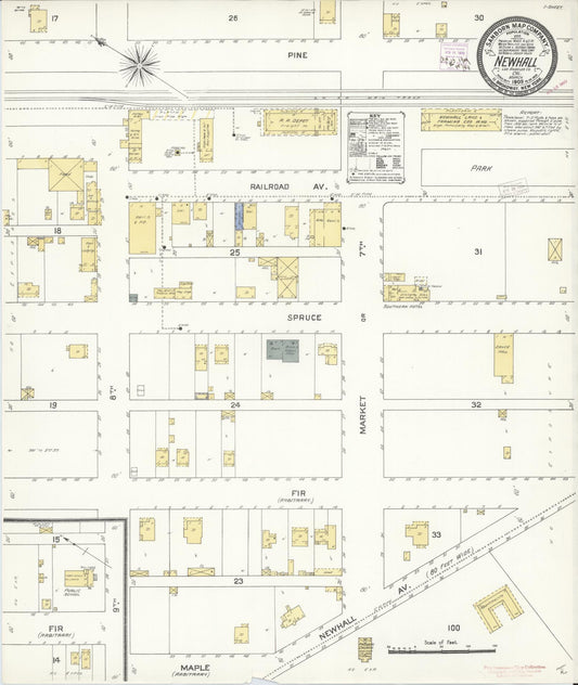 Sanborn Fire Insurance Map from Newhall, Los Angeles County, California (1909), Sheet #0001 - Historic Sanborn Fire Insurance Map Print, vintage old map wall art, antique decor, genealogy gift, California California map
