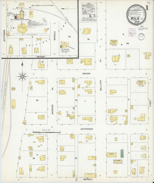 Sanborn Fire Insurance Map from Wylie, Collin County, Texas (1901), Sheet #0001 - Historic Sanborn Fire Insurance Map Print, vintage old map wall art, antique decor, genealogy gift, Texas Texas map
