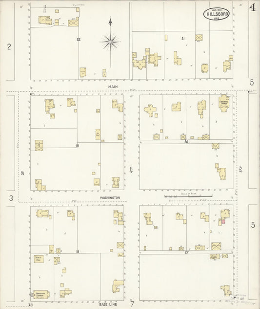 Sanborn Fire Insurance Map from Hillsboro, Washington County, Oregon (1902), Sheet #0004 - Historic Sanborn Fire Insurance Map Print, vintage old map wall art, antique decor, genealogy gift, Oregon Oregon map