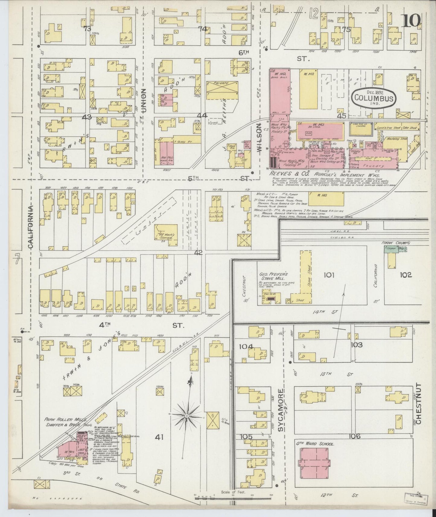 Sanborn Fire Insurance Map from Columbus, Bartholomew County, Indiana (1892), Sheet #0010 - Complete Map Set gallery image, historic Sanborn map, vintage wall art, Indiana Indiana