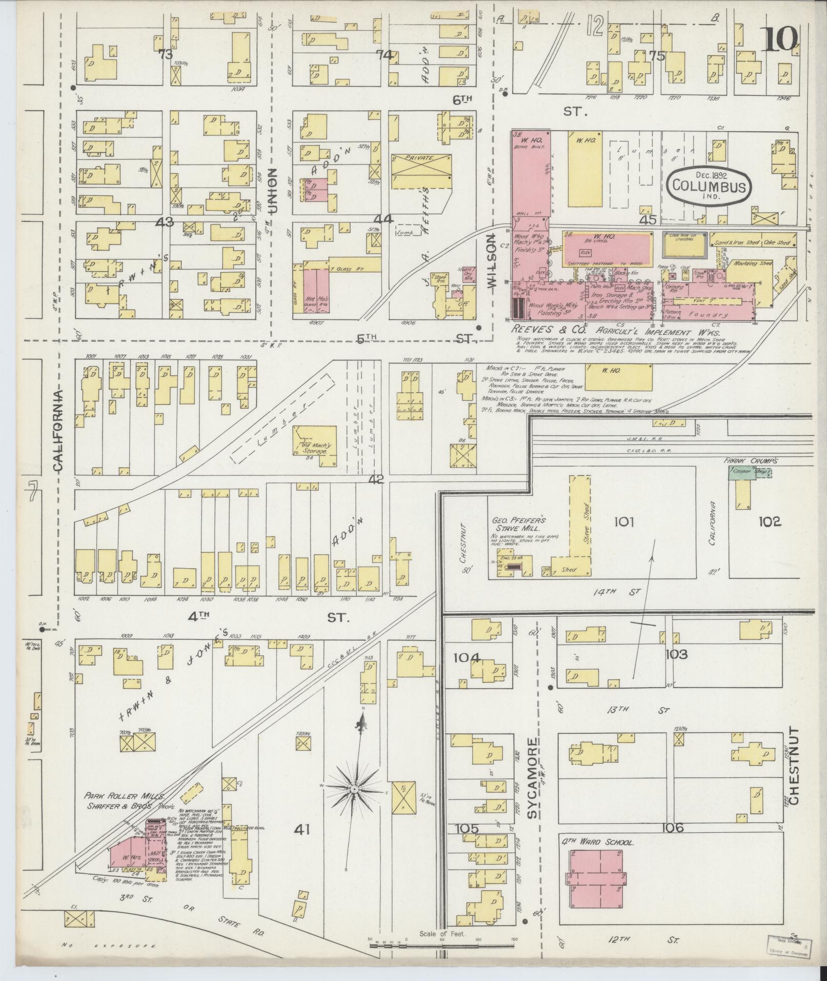 Sanborn Fire Insurance Map from Columbus, Bartholomew County, Indiana (1892), Sheet #0010 - Complete Map Set gallery image, historic Sanborn map, vintage wall art, Indiana Indiana